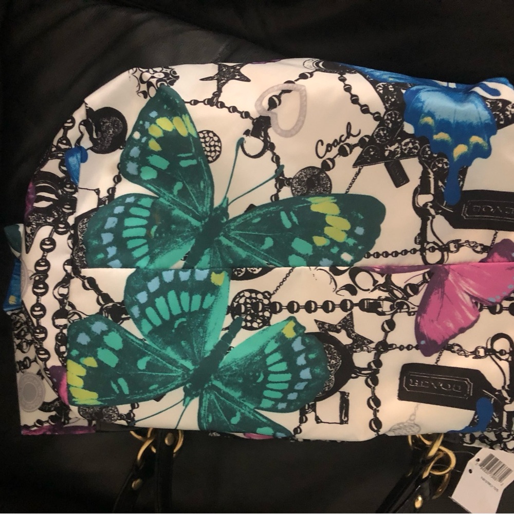 New with Tags Coach Shoulder Bag, Lovely Butterfly Print - Picture 3 of 8